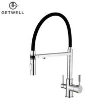 Goose, két karos, 3 utas, kihúzható zuhanyfejes Konyhai Csap Víztisztítókhoz króm színben