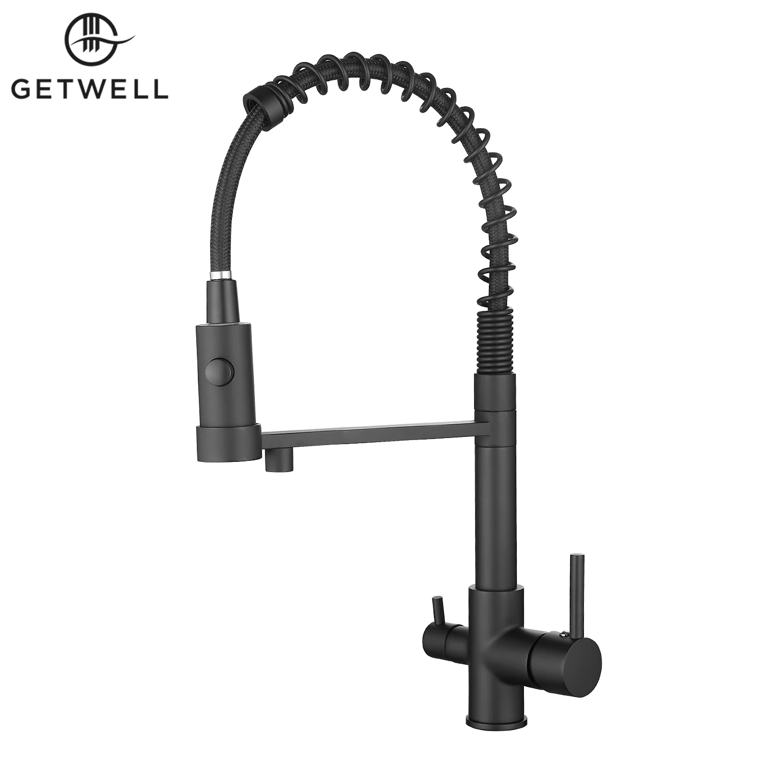 Cormorant-R, két karos, 3 utas Konyhai csap víztisztítókhoz Fekete színben