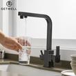 Kép 2/18 - Square-S két karos, 3 utas Konyhai Csap Víztisztítókhoz Olaj fekete színben