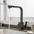 Kép 3/18 - Square-S két karos, 3 utas Konyhai Csap Víztisztítókhoz Olaj fekete színben