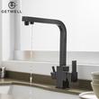 Kép 4/18 - Square-S két karos, 3 utas Konyhai Csap Víztisztítókhoz Olaj fekete színben