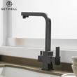 Kép 6/18 - Square-S két karos, 3 utas Konyhai Csap Víztisztítókhoz Olaj fekete színben