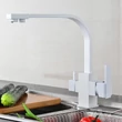 Kép 3/3 - Square, két karos, 3 utas Konyhai Csap Víztisztítókhoz Fehér színben