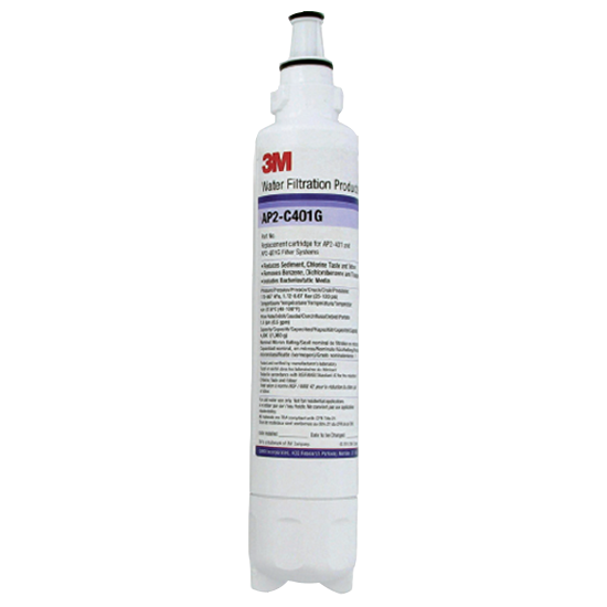 3M™ Aqua-Pure™ AP2-C401SG víztisztító szűrőbetét, 1 mikronos ezüstözött aktívszén-blokk szűrővel és vízkőgátló adalékanyaggal